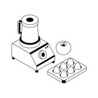 A handy isometric outline icon of juice blender machine. vector