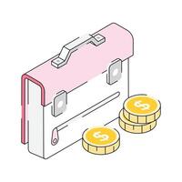 Ready to use isometric icon of money bag with coins vector