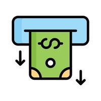 Ready to use flat outline style icon of cash withdrawal vector
