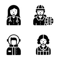 Easy to Edit Set of Individual Characters Glyph Icons vector