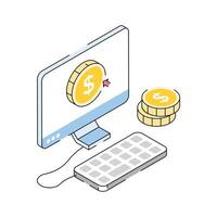 Easy to use isometric outline icon of ppc concept vector