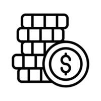Get a glimpse of this outline icon of dollar coins stack vector
