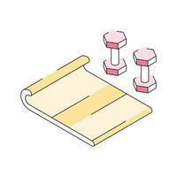 Have a look at this amazing isometric icon of workout mat with dumbbells vector