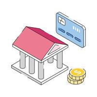 Latest icon of bank building designed in isometric style vector