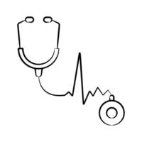 Stethoscope checkup tool icon designed in hand drawn style vector