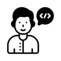 A well crafted glyph style icon of programmer avatar. vector