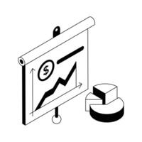 An icon of financial presentation designed in isometric style. vector