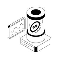 An editable icon of financial technology designed in isometric style. vector