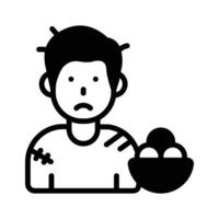 Check out premium glyph icon showing beggar child with a bowl. vector