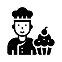 Check out our premium glyph icon showing baker with cupcake vector