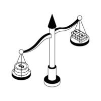 Easy to edit isometric icon showing financial comparison. vector