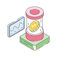 An editable icon of financial technology designed in isometric style vector