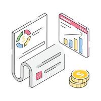 Money growth analysis icon designed in isometric style vector