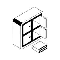 Gym locker icon creatively designed in isometric style. vector