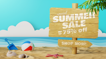 summer product promotion web banner page editable design template with 3d elements psd