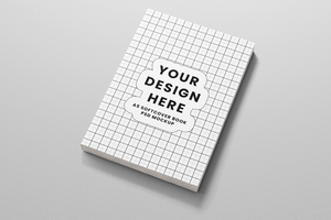 softcover paperback vertical a5 book realistic mockup template in resting position top view psd