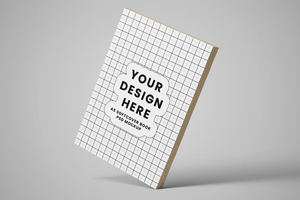 softcover paperback vertical a5 book realistic mockup template in leaning view psd
