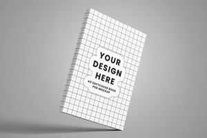softcover paperback vertical a5 book realistic mockup template in right leaning view psd