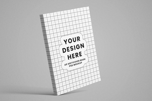 softcover paperback vertical a5 book realistic mockup template in leaning left view psd