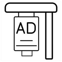 Ad Board and ads icon concept in black line color vector