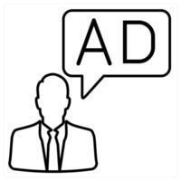 Ad Manager icon concept in black line color vector