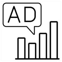 Advertisement Graph icon concept in black line color vector