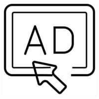 Pay Per Click Ad icon concept in black line color vector