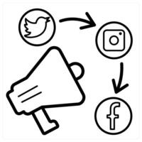 Promotion Media icon concept in black line color vector