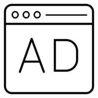 Website Ad icon concept in black line color vector