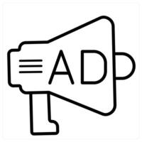 Media Ad icon concept in black line color vector