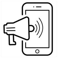 Mobile Promotion icon concept in black line color vector