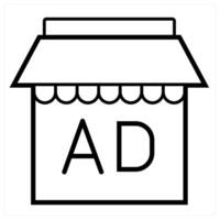 Advertisement Store icon concept in black line color vector