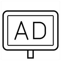 Ad icon concept in black line color vector