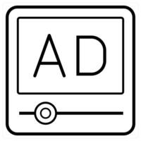 Advertisement and ads icon concept in black line color vector