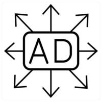 Ad Directions icon concept in black line color vector