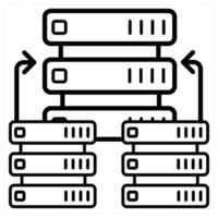 Hosting Server and database icon concept in black line color vector