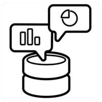 Statistics and analytics icon concept in black line color vector