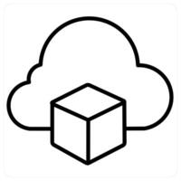 Cloud Storage and Big data icon concept in black line color vector