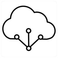 Cloud connectivity and connection icon concept in black line color vector