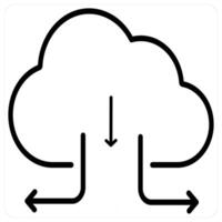 Cloud backup and Big data icon concept in black line color vector