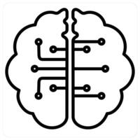 Creative Brain and Big data icon concept in black line color vector
