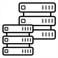 Hosting Server and Big data icon in black line color vector