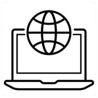 Global network and Big data icon concept in black line color vector
