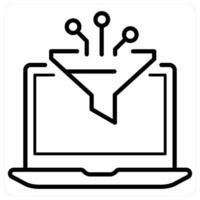 Filter and funnel icon in black line color vector