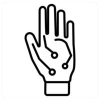 Prosthetic hand and Big data icon concept in black line color vector