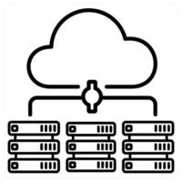 Cloud server and Big data icon concept in black line color vector