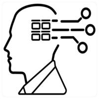 Technology and Big data icon concept in black line color vector