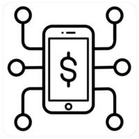 Money Network and finance icon concept in black line color vector