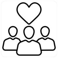 organización donación icono concepto en negro línea color vector