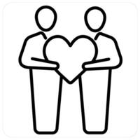 Donate and Helping icon concept in black line color vector